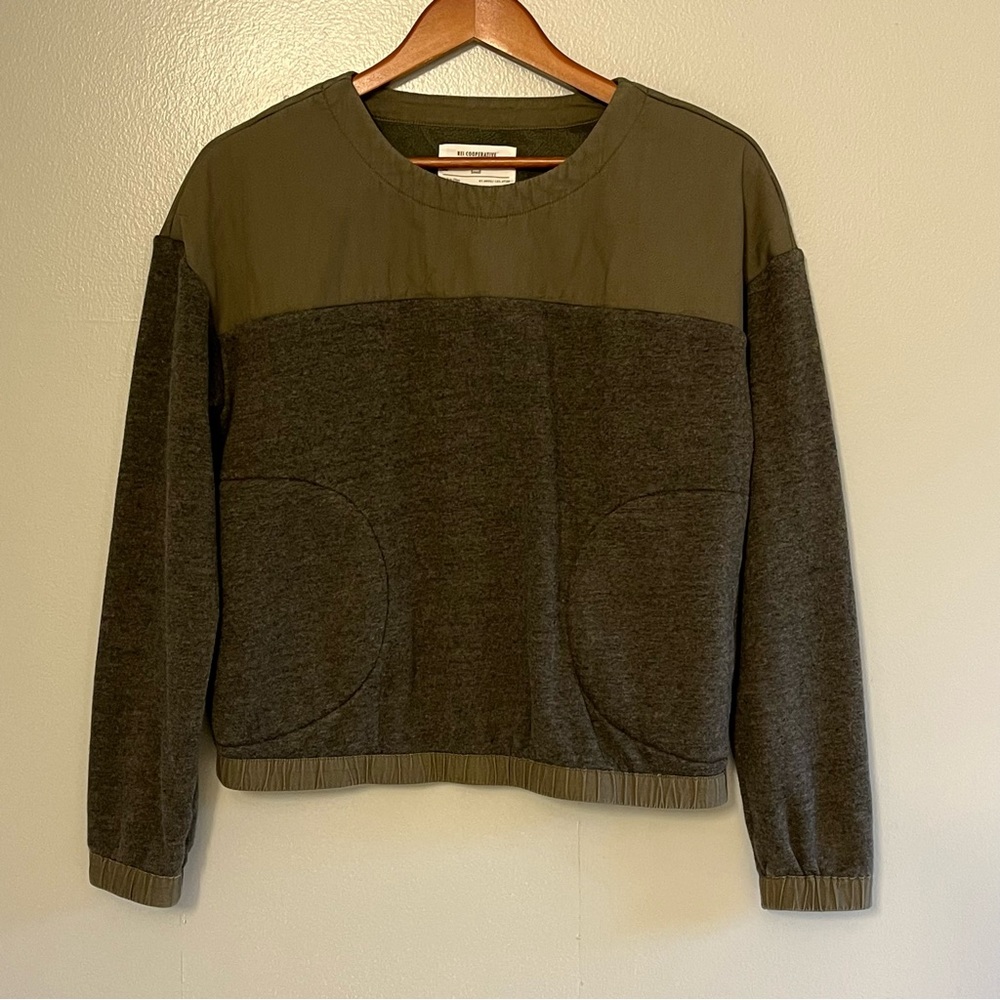 REI Cooperative Womens Nook Quilted Pullover Sweatshirt Dark Green Lg Sl…